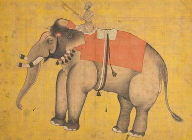 A Large Portrait of an Elephant and His Mahout, Rajasthan, Sawar, North India, 18th/19th Century