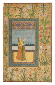 A Very Fine Mughal Miniature Folio: A Ragamala Painting Illustrating a Ragini Scene from the Karwa