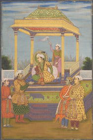 A Painting of Emperor Jahagir Enthroned, Delhi, Circa 1800