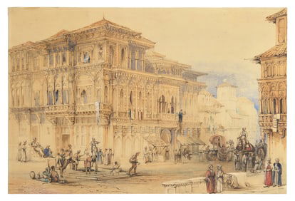 A Fine Anglo-Indian Painting of Burhanpur, the Suba’s (Governor’s) House, Drawn by T. C.