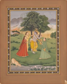 A Painting of Krishna Playing His Flute to the Gopis, Punjab Hills, 20th Century