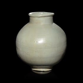 A Korean White Glazed Jar, Joseon Dynasty, 18th Century