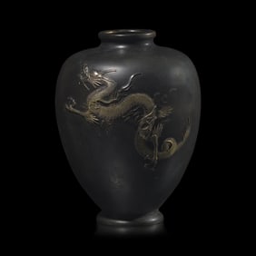 A Japanese Mixed Metal 'Dragon' Vase, Meiji Period