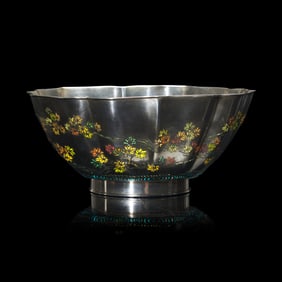 An Unusual Japanese Plique a Jour Silver 'Maple Leaves' Bowl, Attributed to Namikawa Yasuyuki