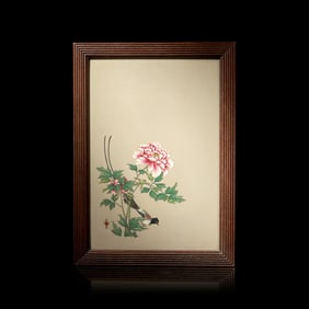 A Japanese Cloisonne "Bird and Peony" Panel, Workshop of Namikawa Sosuke, Meiji Period