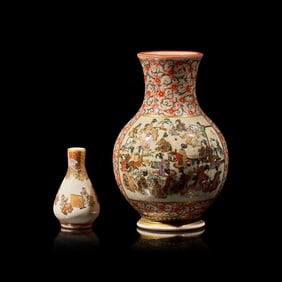 Two Small Satsuma-Type Cabinet Vases, Yabu Meizan, Meiji Period