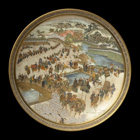 An Impressive Satsuma-Type Large Dish, Meizan Studio, Meiji Period