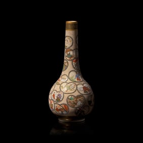 A Japanese Satsuma-Type "Figural Reserves" Cabinet Vase, Meizan Workshop, Meiji Period