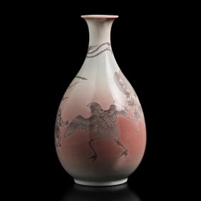 An Unusual Japanese Underglaze Red-Decorated "Goblins" Cabinet Vase, Underglaze Blue Seal Mark