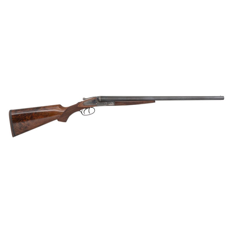 **L.C. Smith Field Grade 12 Gauge Shotgun: **L.C. Smith Field Grade 12 Gauge Shotgun 12 Gauge. 23.625" barrel length. SN: 25768. 2.75" chamber length. Cylinder chokes. Blued refinish with case colored frame mounting refitted walnut semi-pistol