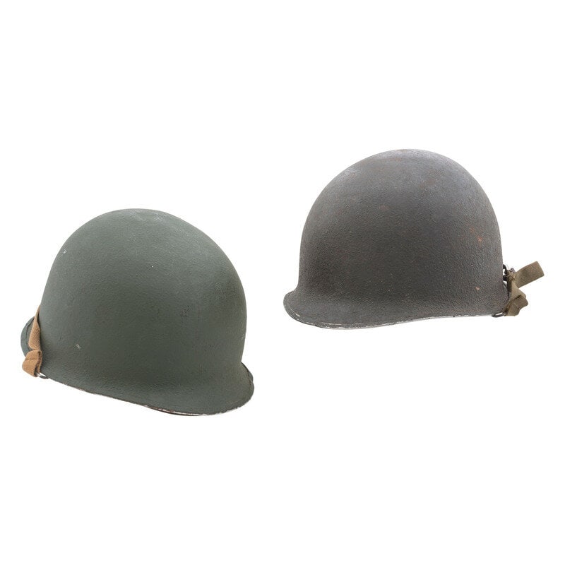 Group of Two WWII M1 Helmets with Liners (1 of 3)