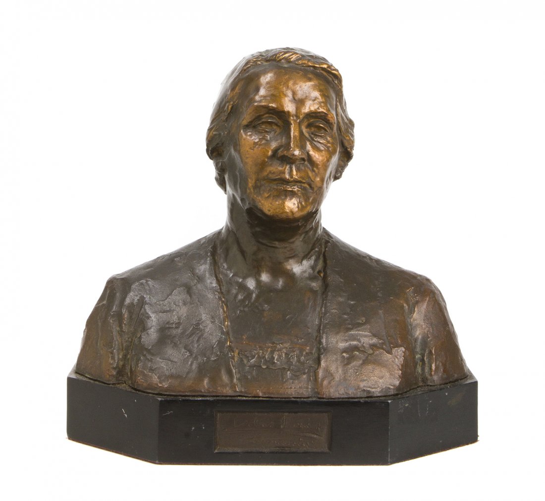Jo Davidson, (20th century), Bust of a Woman, 1938: Jo Davidson (20th century) Bust of a Woman, 1938 bronze inscribed Jo Davidson and dated Height: 8 3/4 inches on a 1 3/4 inch black lacquer base.