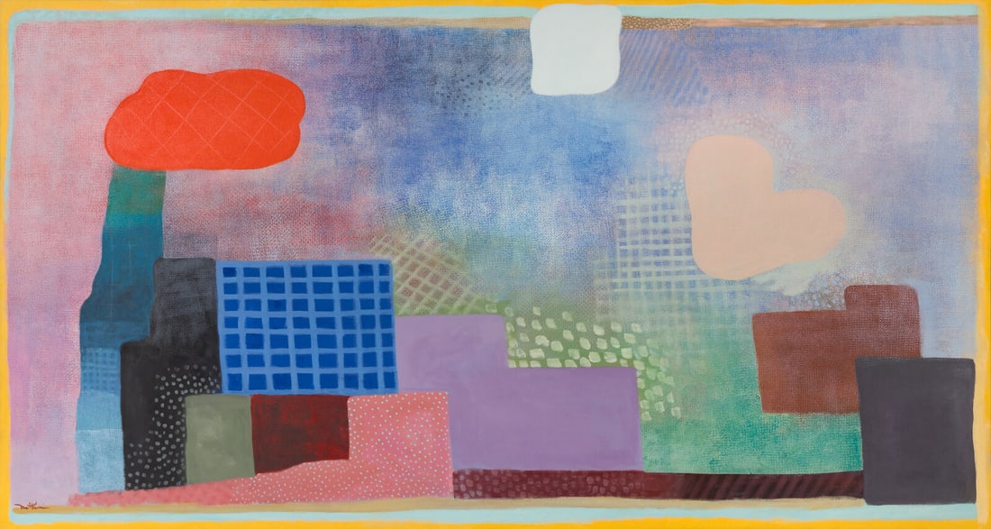 Robert Natkin (American, 1930-2010) Untitled (Hitchcock Series), 1984: Robert Natkin (American, 1930-2010) Untitled (Hitchcock Series), 1984 acrylic on canvas signed Natkin (lower left) 58 x 108 inches. This lot is located in Chicago. Provenance: Gimpel & Weitzenhoff