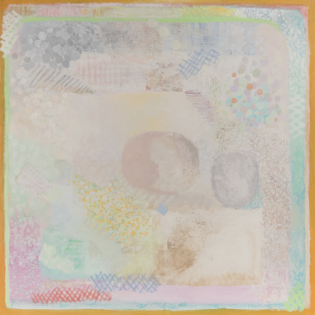 Robert Natkin (American, 1930-2010) Archaic Smile, 1968: Robert Natkin (American, 1930-2010) Archaic Smile, 1968 acrylic on canvas signed Natkin, titled and dated (canvas overlap, verso) 48 1/4 x 48 1/8 inches. The Collection of Robert and Judith Rothschild