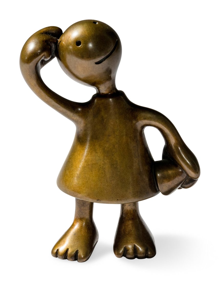 Tom Otterness (American, b. 1952) Cone Figure Scratching Head, 2000: Tom Otterness (American, b. 1952) Cone Figure Scratching Head, 2000 bronze incised, dated, and numbered 8/9 4 3/8 x 3 1/2 x 2 inches. This lot is located in Chicago. Provenance: The Artist Marlborough