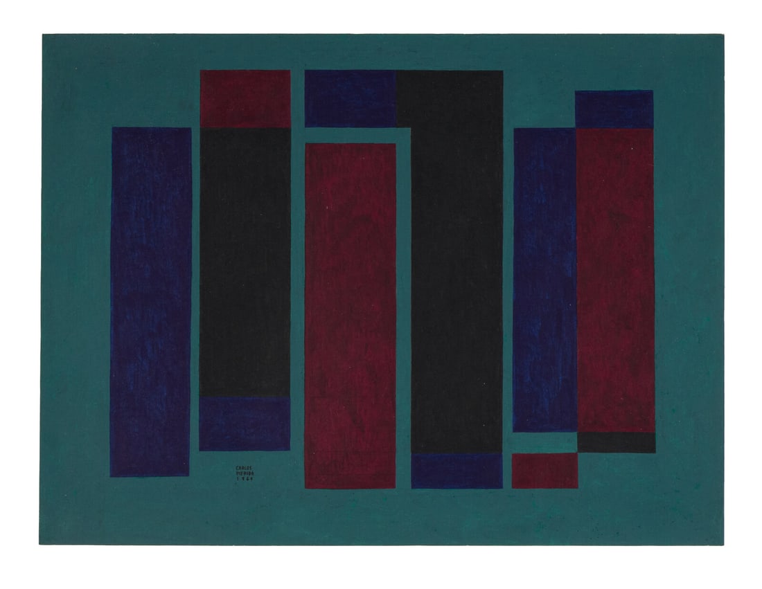 Carlos Mérida (Guatemalan, 1891–1984) Project for Rectangular Play, 1964: Carlos Mérida (Guatemalan, 1891–1984) Project for Rectangular Play, 1964 acrylic on paperboard signed Carlos Mérida and dated (lower left) 14 1/4 x 19 1/4 inches. This lot is located in Chicago. P