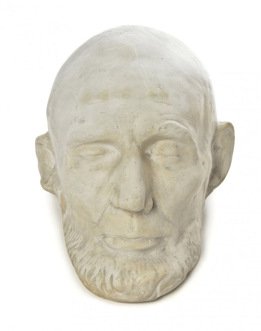 (CIVIL WAR. LINCOLN, ABRAHAM) Rare plaster cast from th: (CIVIL WAR. LINCOLN, ABRAHAM) Plaster cast from the original plaster life-mask of President Abraham Lincoln, taken in the White House, Washington, D.C., February 11, 1865, date of cast unknown. Inscri
