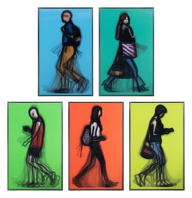 Julian Opie (British, b. 1958) Walking in London II (set of 5), 2014