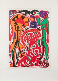 AR Penck (German, 1939-2017) Aus der kindlichen in die pubertäre, 1984