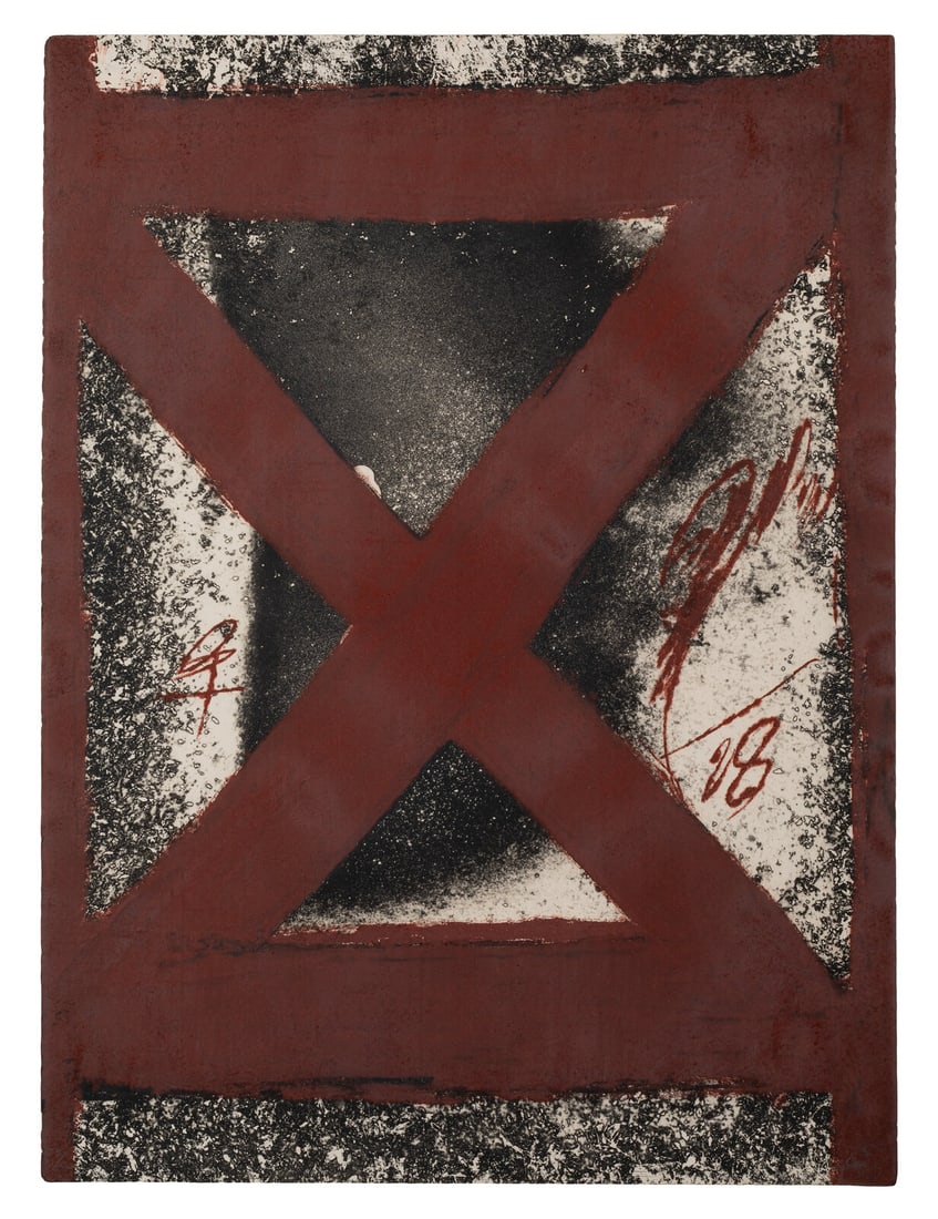 Antoni Tàpies (Spanish, 1923-2012) Barrière Marron, 1976: Antoni Tàpies (Spanish, 1923-2012) Barrière Marron, 1976 aquatint signed and numbered 25/50 in pencil 30 x 22 3/8 inches. This lot is located in Chicago.