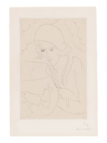 Henri Matisse (French, 1869-1954) Jeune femme à la coiffure Hollandaise, regardant des
