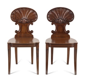 A Pair of Regency Mahogany Hall Chairs
