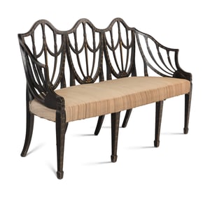 A George III Painted Beechwood Triple-Back Settee
