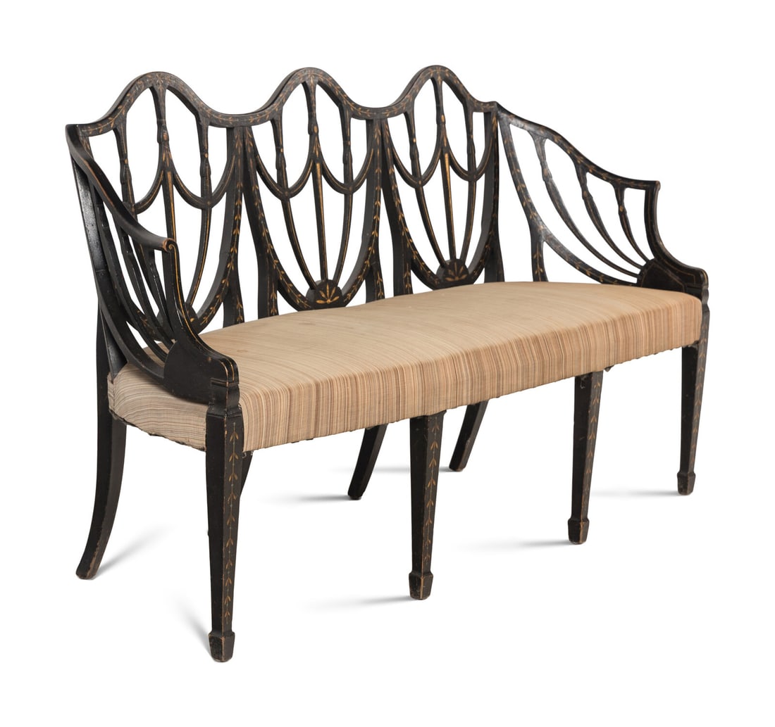 A George III Painted Beechwood Triple-Back Settee (1 of 4)