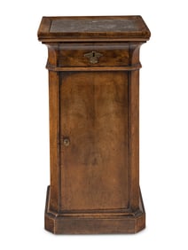 A Directoire Walnut and Marble-Top Pedestal Cabinet
