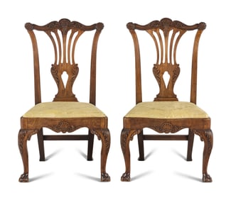 A Pair of Irish George II Mahogany and Oak Side Chairs
