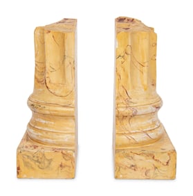 A Pair of Faux Marble Painted Columnar-Form Bookends