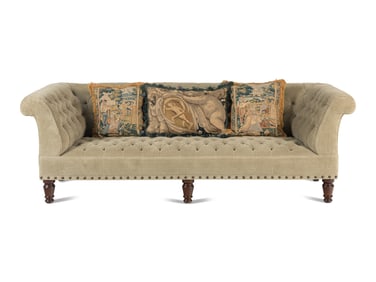 A Button-Tufted Upholstered Sofa