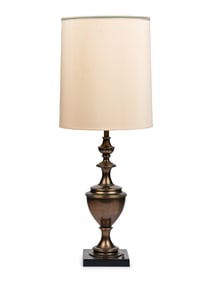 A Patinated Brass Urn-Form Table Lamp