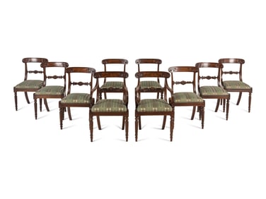A Set of Ten Regency Mahogany Dining Chairs