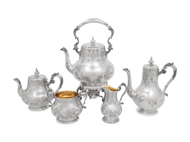 A Victorian Silver Five-Piece Tea and Coffee Service