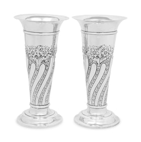 A Pair of English Silver Vases
