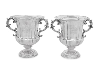 A Pair of English Silver-Plate Wine Coolers