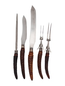An English Five-Piece Carving Set