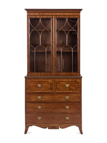 A George III Mahogany and Parcel Ebonized Bureau Bookcase