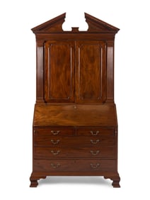 A George III Mahogany Bureau Cabinet