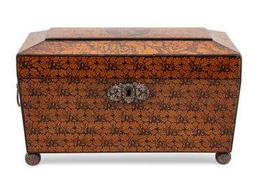 An English Penwork Tea Caddy