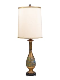 A Brass and Cloisonné Table Lamp