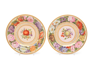 A Pair of English Porcelain Dessert Plates