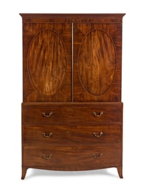 A George III Mahogany Bureau Cabinet
