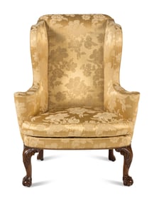 A George II Walnut Wingback Armchair