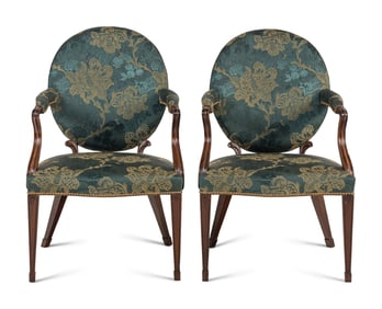 A Pair of George III Mahogany Armchairs