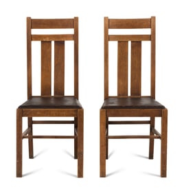 A Pair of American Arts and Crafts Oak Side Chairs