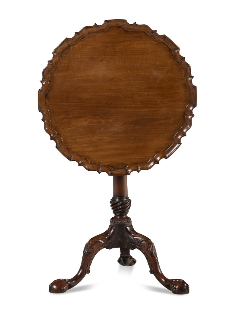 A George III Mahogany Tripod Table: A George III Mahogany Tripod Table Circa 1770 Height 28 x width 23 1/2 x depth 23 1/4 inches. This lot is located in Chicago. Provenance: Christie's, London, English Furniture, February 24, 1994, Sale