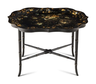 An English Tole Tray on Later Stand