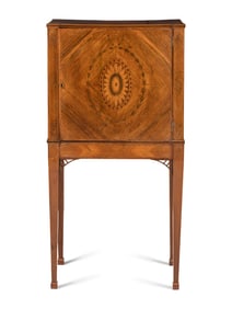 A George III Rosewood, Amaranth and Marquetry Cabinet on Stand